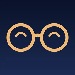 Gratitoo app icon: amber spectacles on a night sky