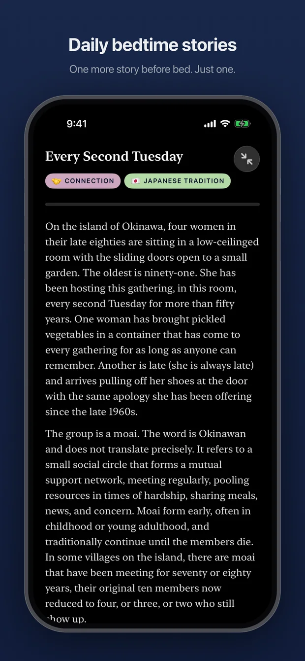 Gratitoo App Store screenshot: daily bedtime stories