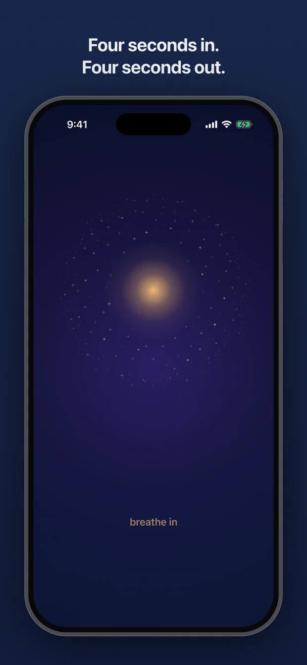 Gratitoo App Store screenshot: four seconds in, four seconds out